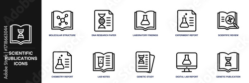 Scientific Publications Line Icon Set
