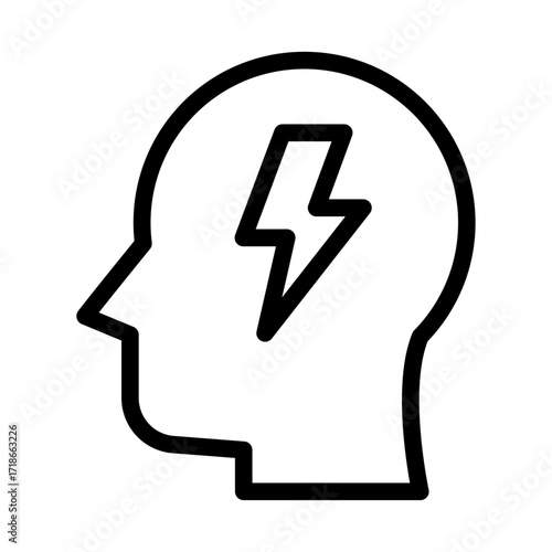 Creative Thinking Line Icon of Innovations and Discoveries Icon Set