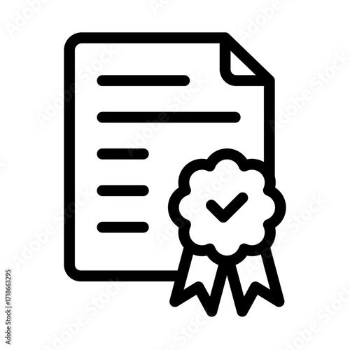 Certified Document Line Icon of Patents and Licensing (Research) Icon Set