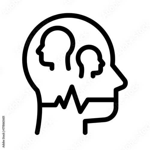 Memory Loss Line Icon of Mental Health Disorders Icon Set