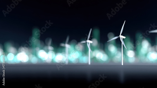 Wind turbine with ai technology powers clean energy for climate solutions in futuristic environment glowing softly