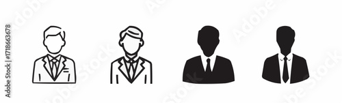 Professional business leader icons for website, app and presentation designs, showing diverse representations of executive leadership, management and corporate avatars