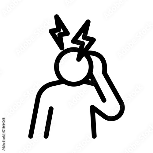 Person with Headache Line Icon of Crisis Intervention Icon Set