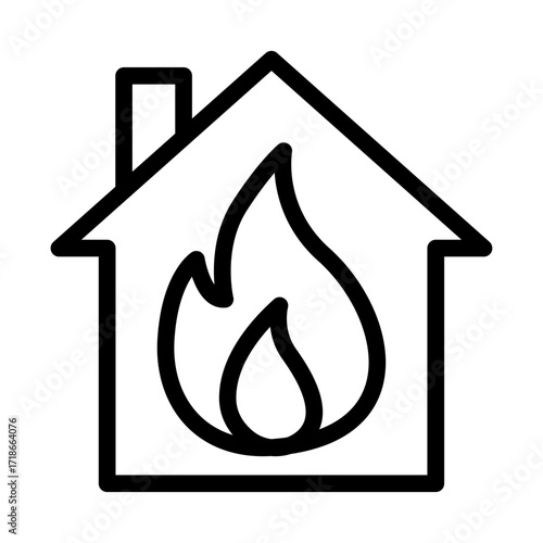 House on Fire Line Icon of Crisis Intervention Icon Set