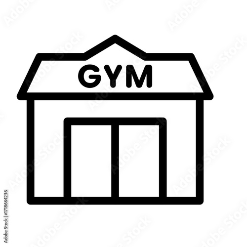 Gym Building Line Icon of Gym Memberships Icon Set