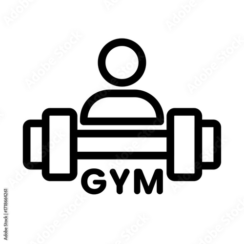 Person Lifting Weights Line Icon of Gym Memberships Icon Set