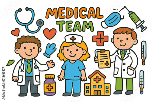 Colorful Medical Doodle.