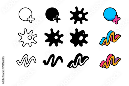 Immune System Icons. Icon Set of Immune Helpers: Helper T-cell, Antigen-presenting dendritic cell, Interferon wave. Icons set in vector style, emblematic
