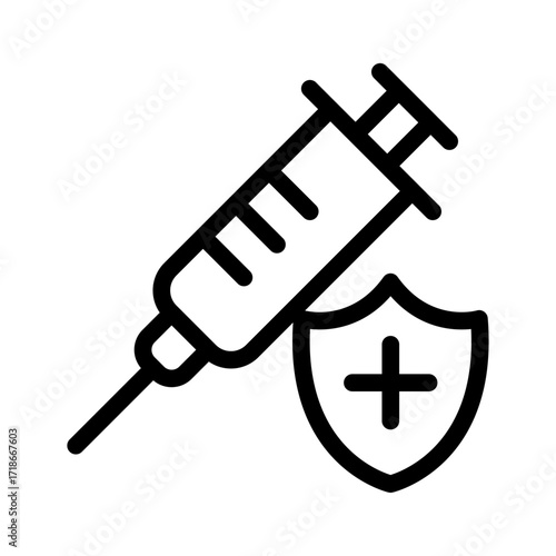 Vaccine Injection Line Icon of Immunology Icon Set