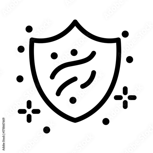 Protective Shield Line Icon of Immunology Icon Set