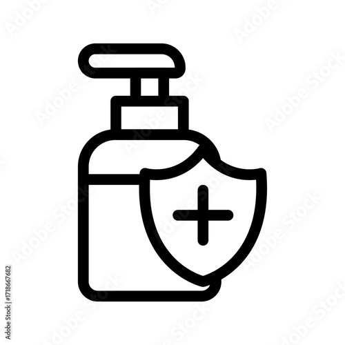 Hand Sanitizer Line Icon of Immunology Icon Set