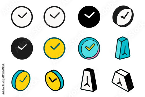 Mindfulness Logo Grid. Set Logo of Mindfulness practices and meditation retreats: Minimalist clock showing stillness. Logo set in vector style, emblematic