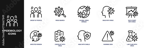 Epidemiology Line Icon Set