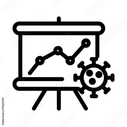 Data Chart with Virus Line Icon of Epidemiology Icon Set