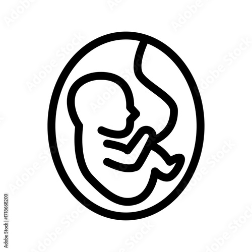 Fetus in Womb Line Icon of Maternal Health Icon Set