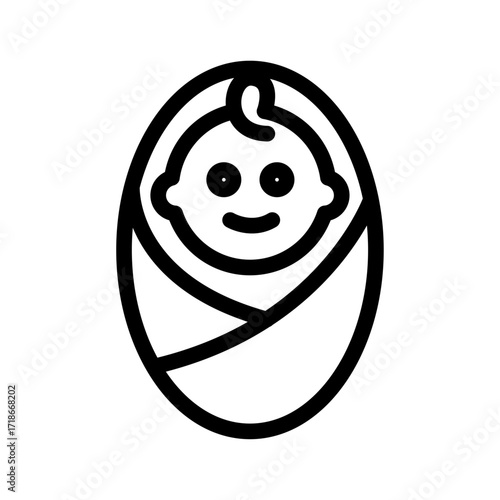 Swaddled Baby Line Icon of Maternal Health Icon Set
