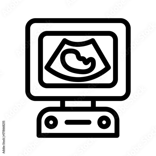 Ultrasound Monitor Line Icon of Maternal Health Icon Set