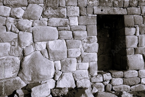 Pre-Columbian Inca ruins at Vilcas Huaman Archaeological Complex in Ayacucho, Peru.