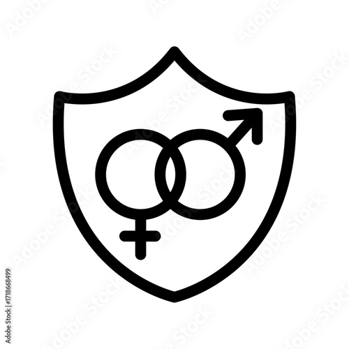 Sexual Health Protection Shield Line Icon of Sexual Health Icon Set