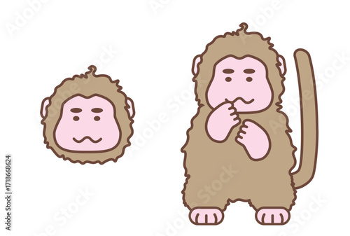 ゆるい雰囲気のかわいい猿のイラスト