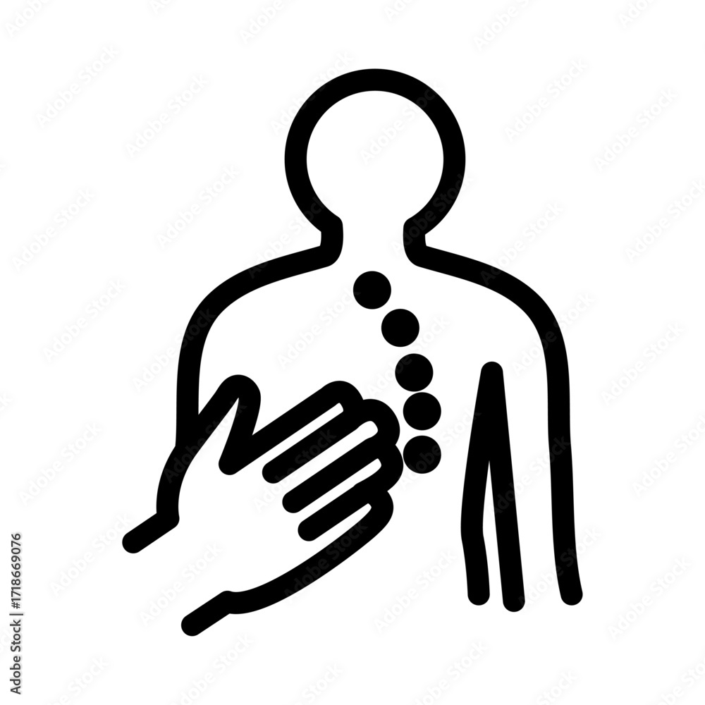 Obraz premium Chest Pain Check Line Icon of Chiropractic Icon Set