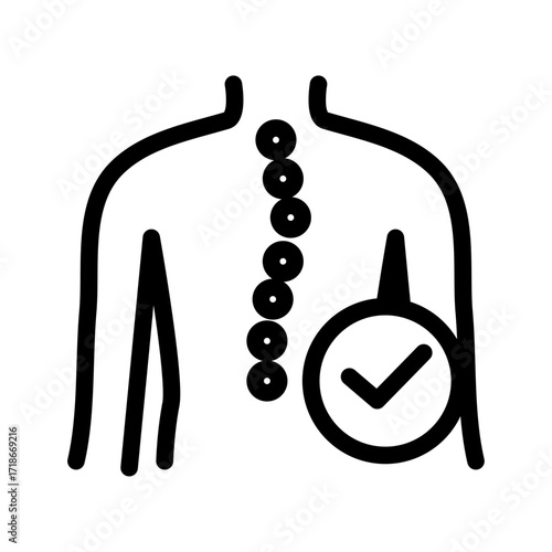 Healthy Spine Approval Line Icon of Chiropractic Icon Set