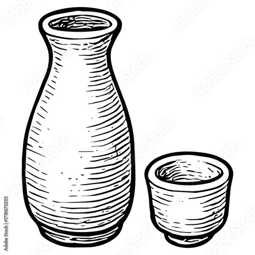 Sake Bottle and Cup