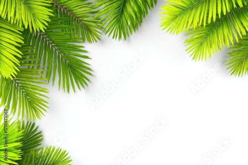 Lush palm fronds frame a white background (1)
