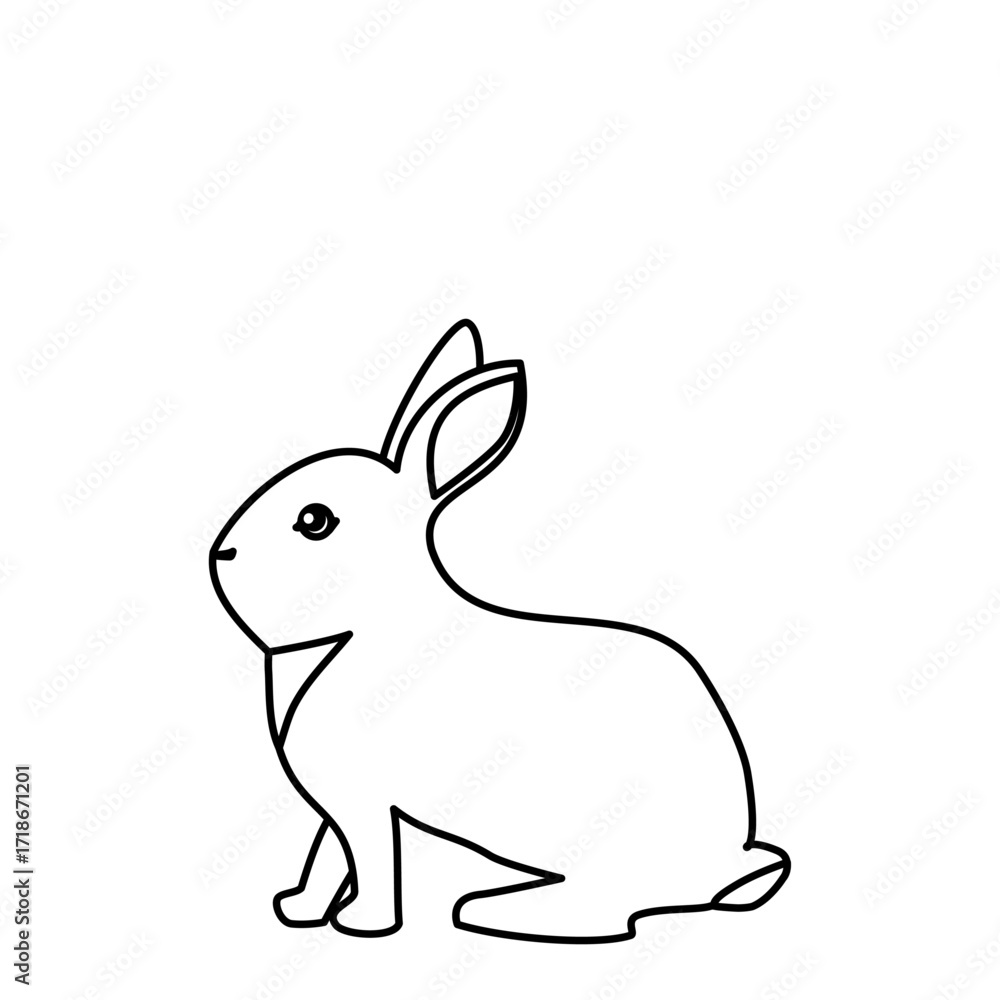 Obraz premium 横向きのウサギの線画イラスト