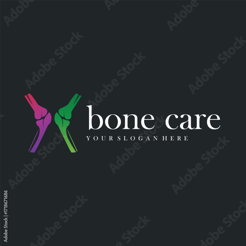 Bone logo design, bone health care with simple silhouette, modern icon symbol illustration concept and template for brand and poster