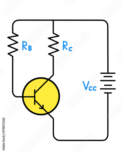 NPN BJT Transistor Circuit Diagram with Base Bias Resistor
