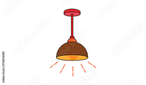 Simple illustration of a hanging pendant light fixture with warm light