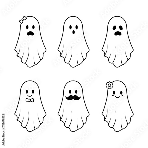 Ghost outline bundle clean white background