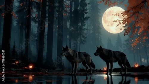 wolf howling in the woods