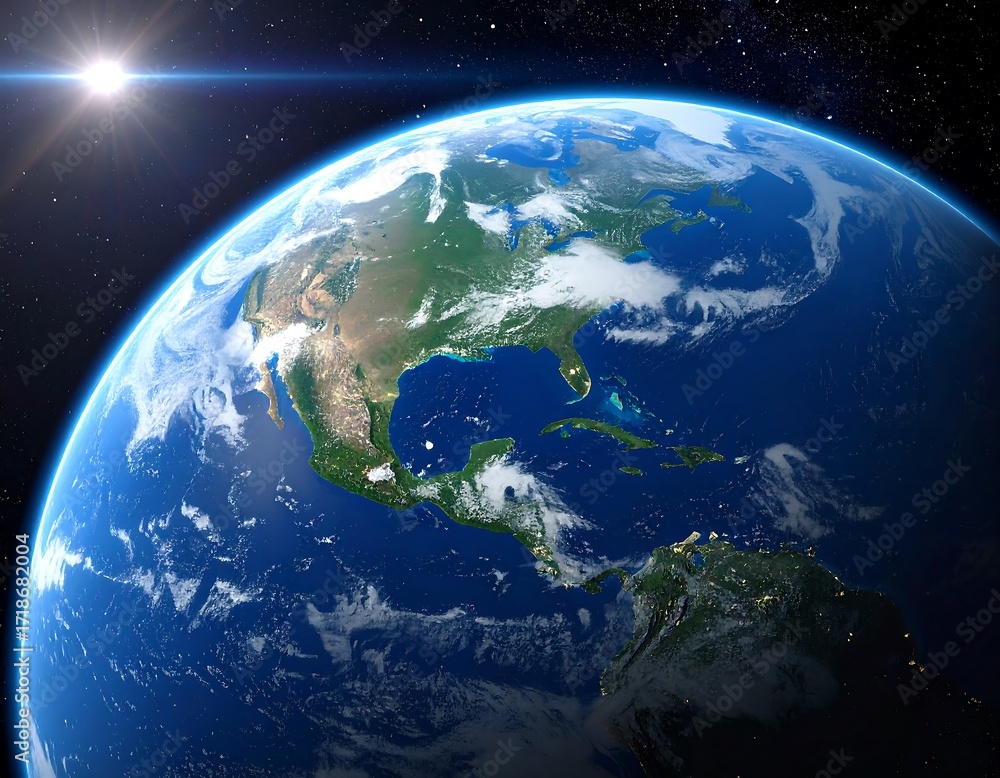 Obraz premium Earth from space, detailed view of the Americas