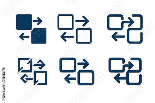 Diverse Blockchain Logos. Blockchain. Set Logo of Blockchain: Token exchange. harmonious logo variations of the same emblematic concept, each with different