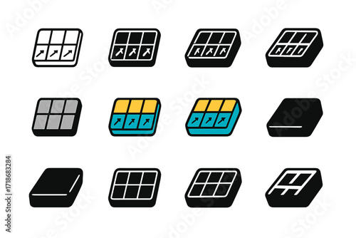 Computer Repair Logos. Set Logo of Computer Repair Tools: Screw organizer box. Logo set in vector style, emblematic variations. line, bold thick line, solid