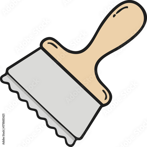 Bench scraper with wooden grip and steel edge