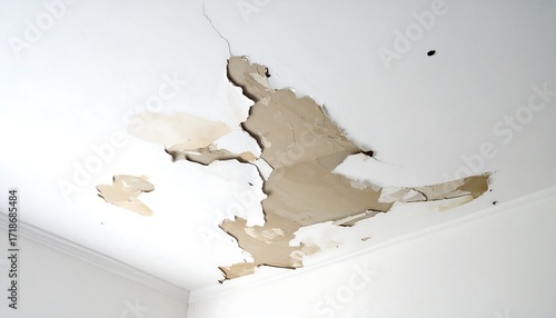 Damaged ceiling with large crack
