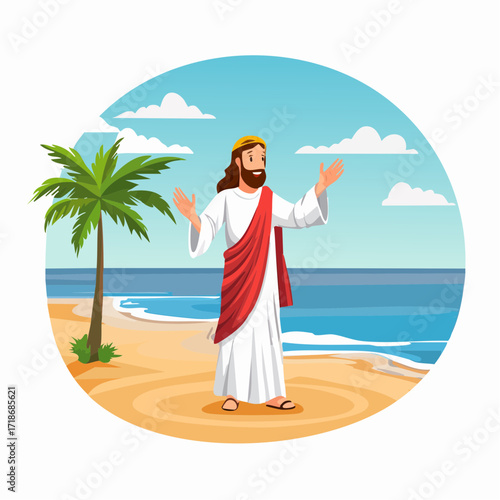Vector Image:  The Life of Jesus Christ - Jesus Preaches by the Seashore 8