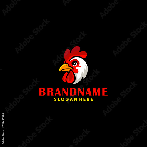 Chicken Mascot Logo for Restaurants. Design elements for logos, labels, emblems, signs, and trademarks. Vector illustration.
