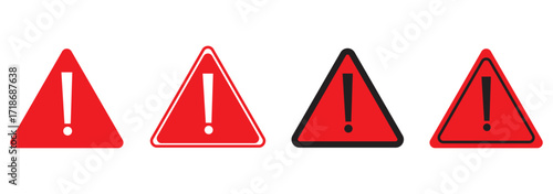 Caution signs. Symbols danger and warning signs. Set of road signs, Traffic signs. Stop, Taxi, Maximum speed, School crossing, Danger, Left curve, Traffic light symbol. Vector illustration.