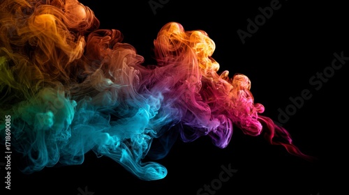 Wallpaper Mural Swirling multicolored smoke cloud on a black background with colors ranging from blue to pink to orange Torontodigital.ca