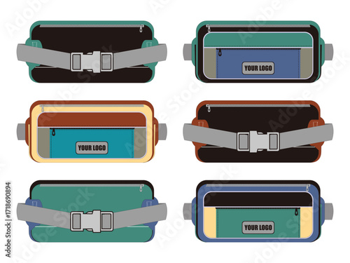 design mockup waist bag template front and back