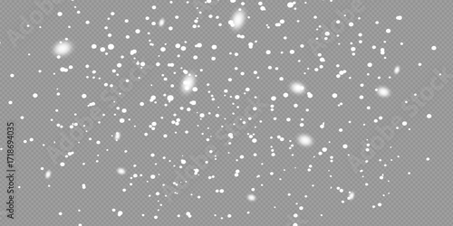 Snowfall, snowflakes in different shapes and forms. Snowflakes, snow background. Christmas snow for the new year.