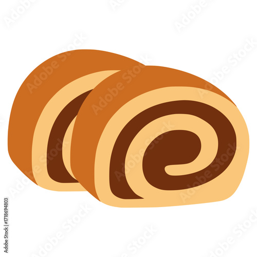 Potica Slovenia sponge cake roll flat color vector illustration template design