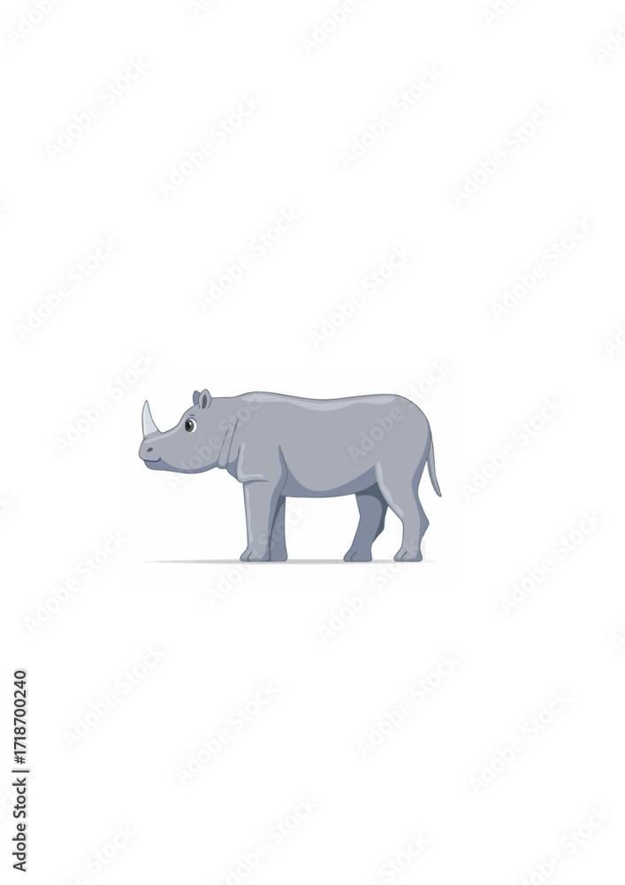 Naklejka premium Cartoon Rhinoceros on White Background.ai