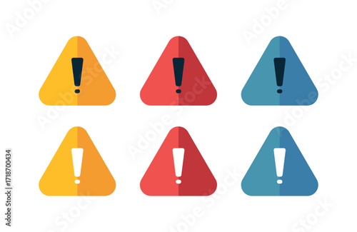 Warning Sign Icons, Triangular Caution Symbols Set for Safety Alerts, Hazard Notification, UI and Print