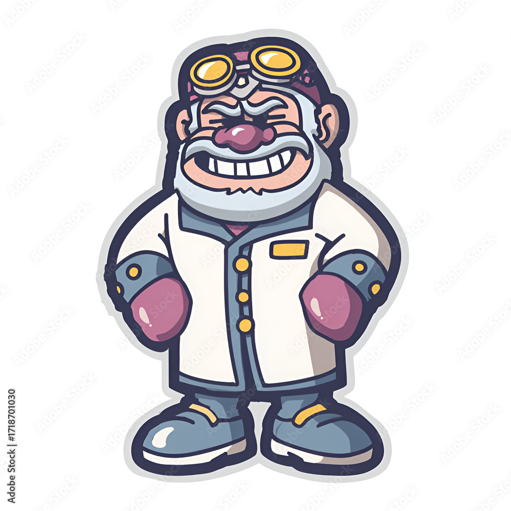 Naklejka premium Cartoon scientist character mascot isolated on transparent background