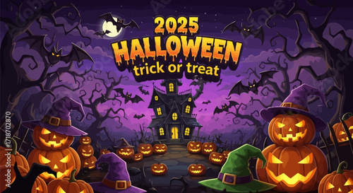 2025 halloween trick or treat party with glowing spooky